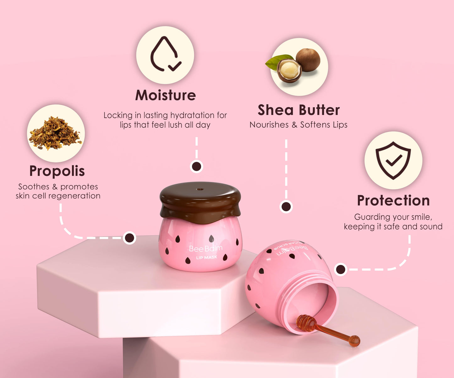 Erdbeer-Lippenmaske + Zuckerpeeling-Set