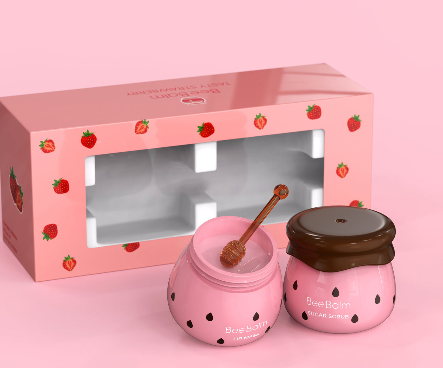 Erdbeer-Lippenmaske + Zuckerpeeling-Set
